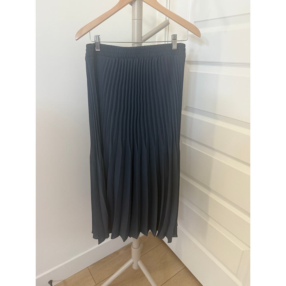 MAX STUDIO Graduated Pleat Print Knee-length Midi Skirt Blue Size Medium